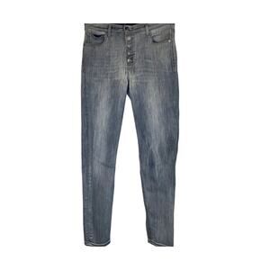 Express Light Wash Button Fly Cropped Stretch Jeans Size 8 High Rise